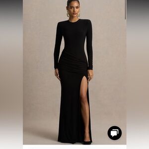 Club L London Black Long Sleeve Dress with Side Slit